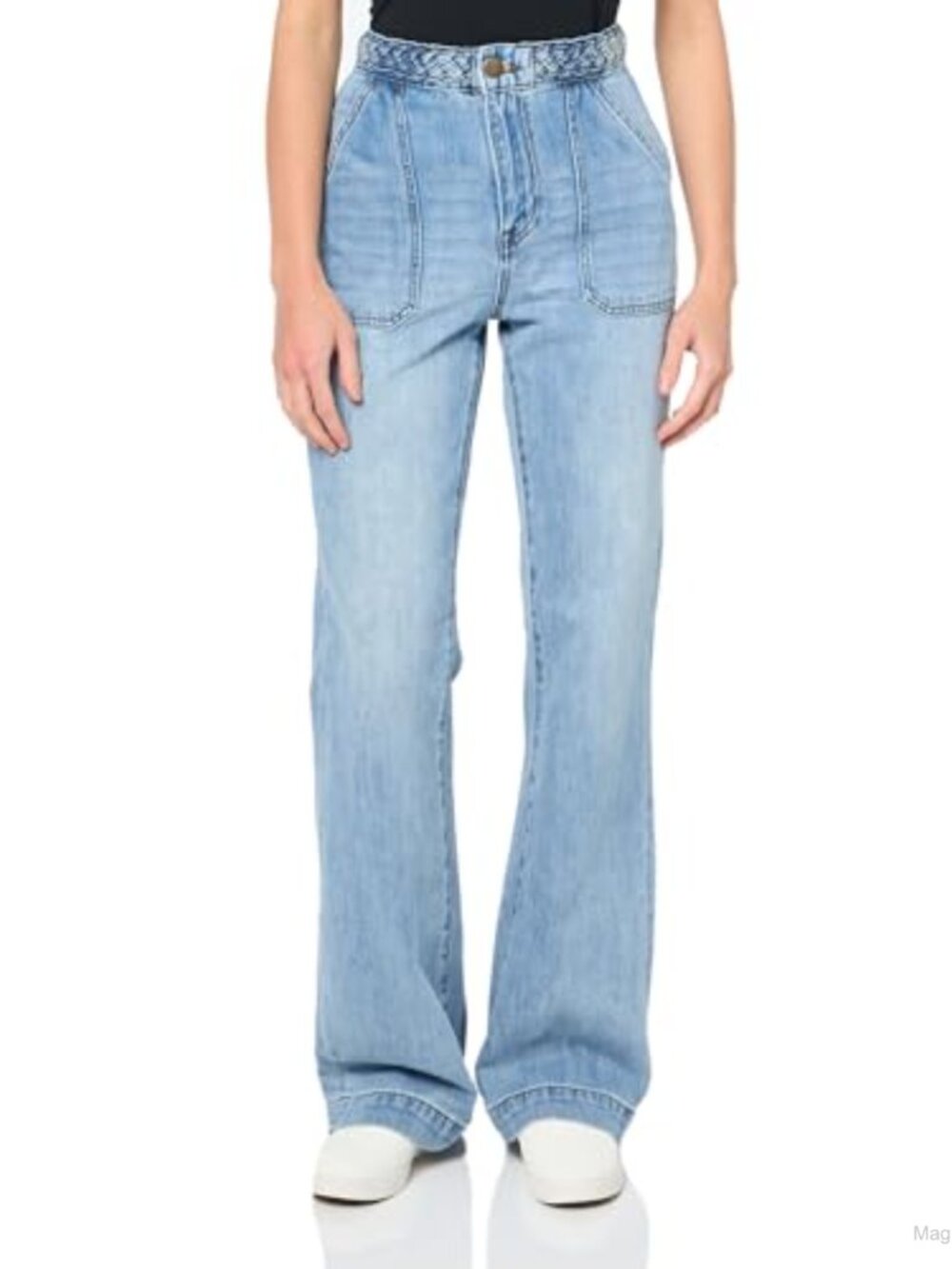 Joie Women's Bootcut Denim Jeans Mid Rise Braided Waist